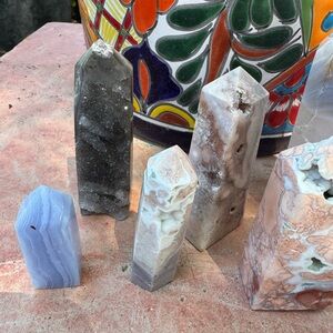 Sphalerite and Pink Mosaic Agate Tower